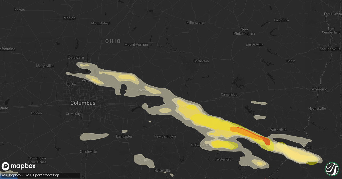 Hail map in Nashport, OH on July 21, 2026