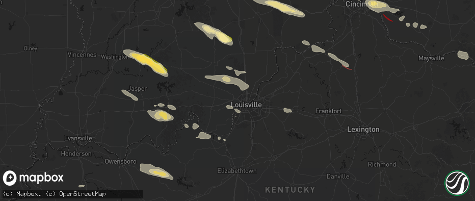 Hail map in New Albany, IN on July 21, 2026