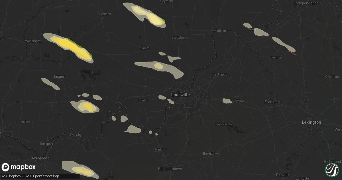 Hail map in New Albany, IN on July 21, 2026