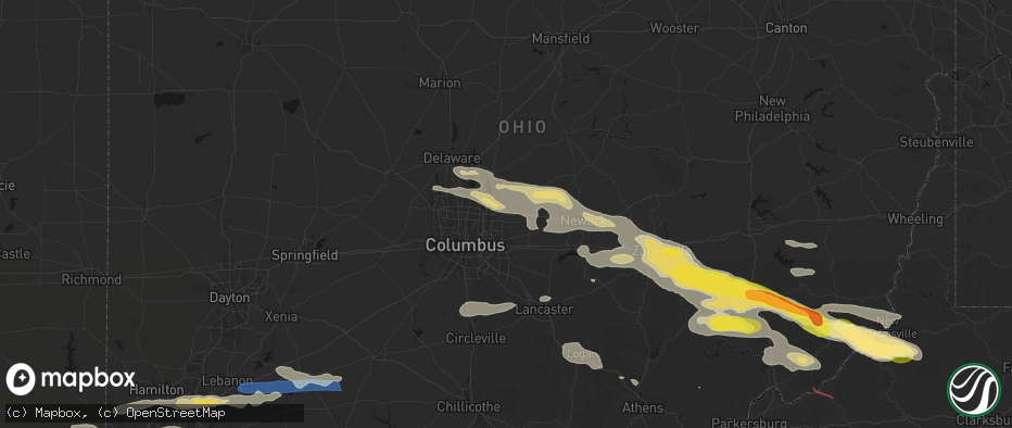 Hail map in New Albany, OH on July 21, 2026