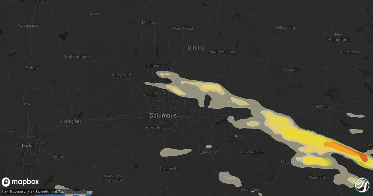 Hail map in New Albany, OH on July 21, 2026