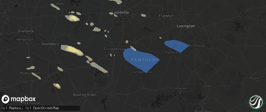 Hail map in New Hope, KY on July 21, 2026