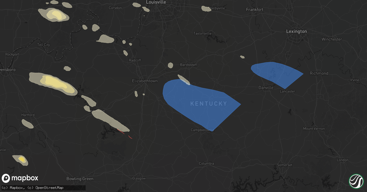 Hail map in New Hope, KY on July 21, 2026