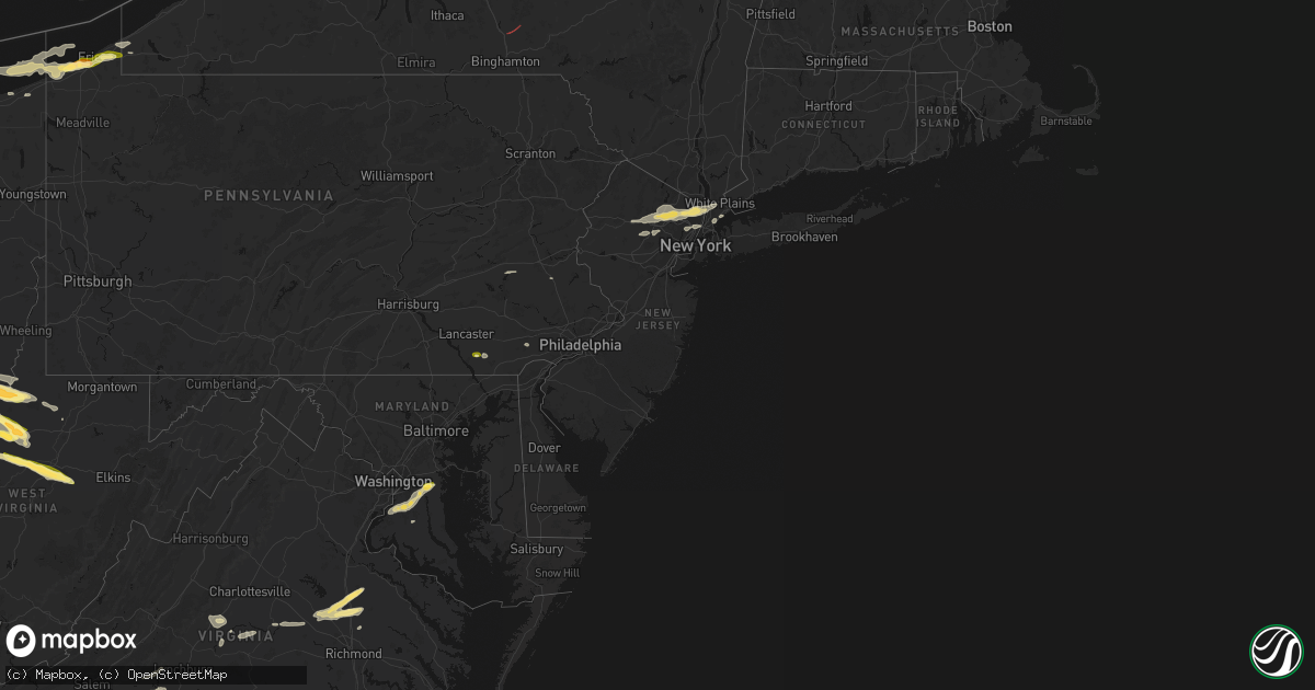 Hail map in New Jersey on July 21, 2026