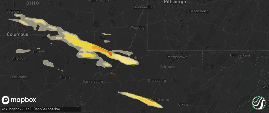 Hail map in New Martinsville, WV on July 21, 2026