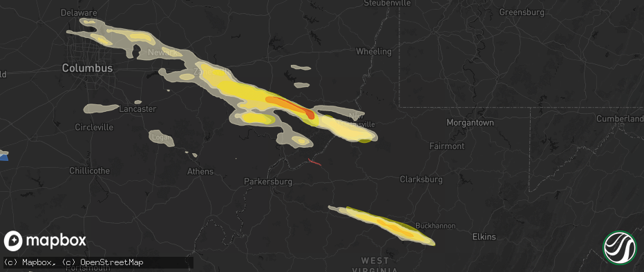 Hail map in New Matamoras, OH on July 21, 2026