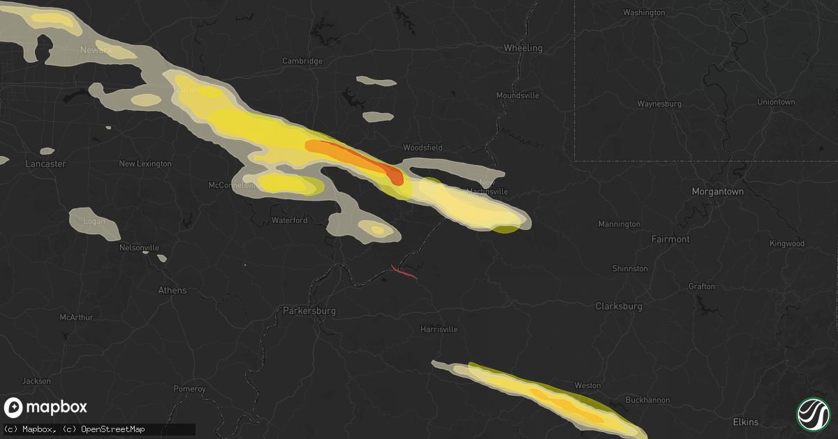 Hail map in New Matamoras, OH on July 21, 2026