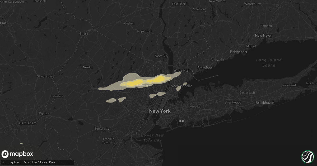Hail map in New Milford, NJ on July 21, 2026