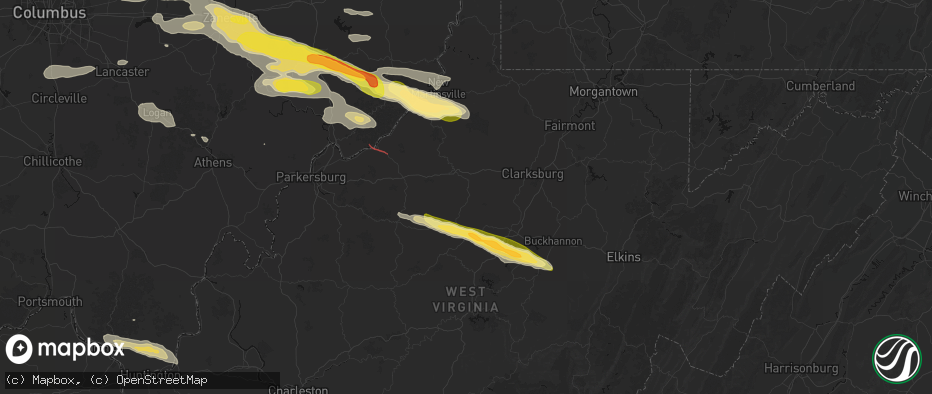 Hail map in New Milton, WV on July 21, 2026