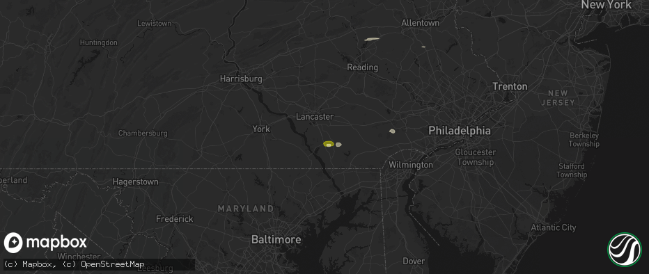 Hail map in New Providence, PA on July 21, 2026