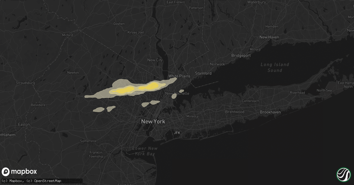 Hail map in New Rochelle, NY on July 21, 2026