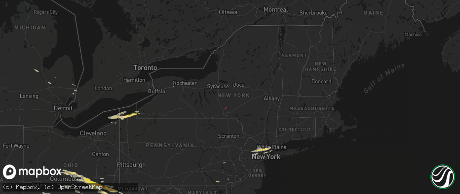 Hail map in New York on July 21, 2026