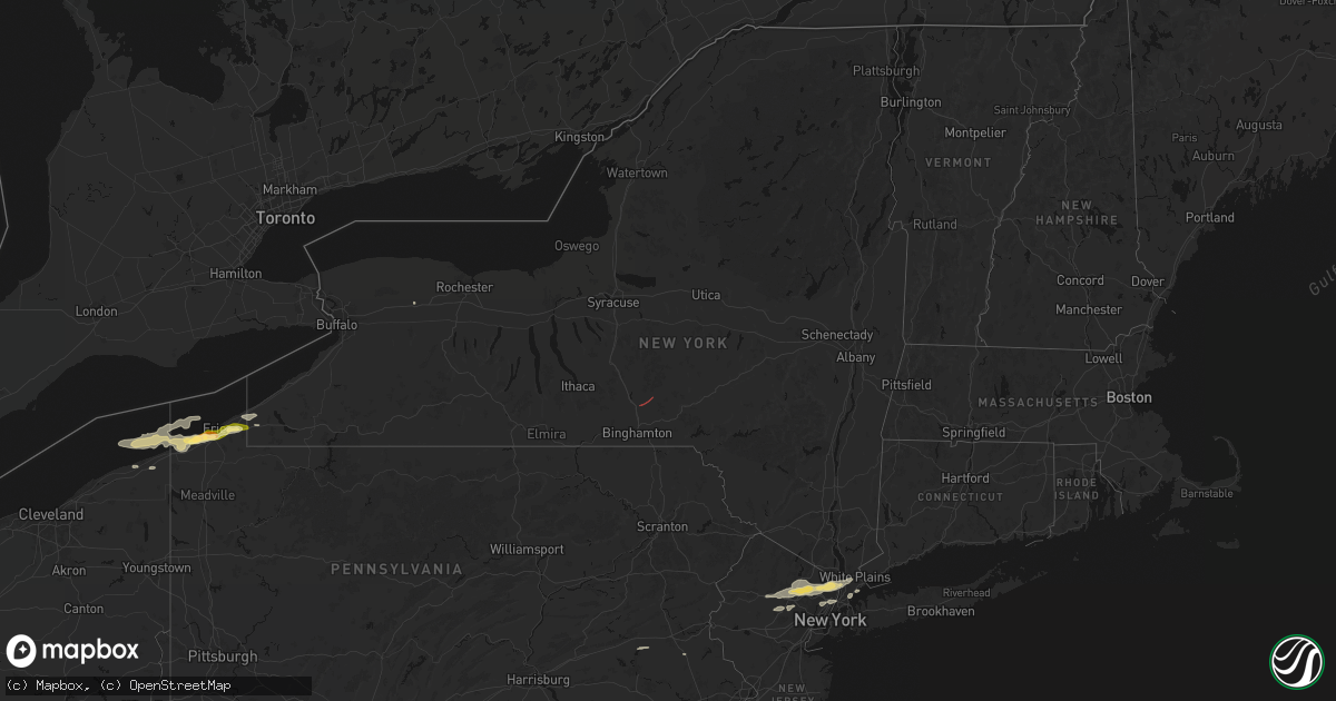 Hail map in New York on July 21, 2026