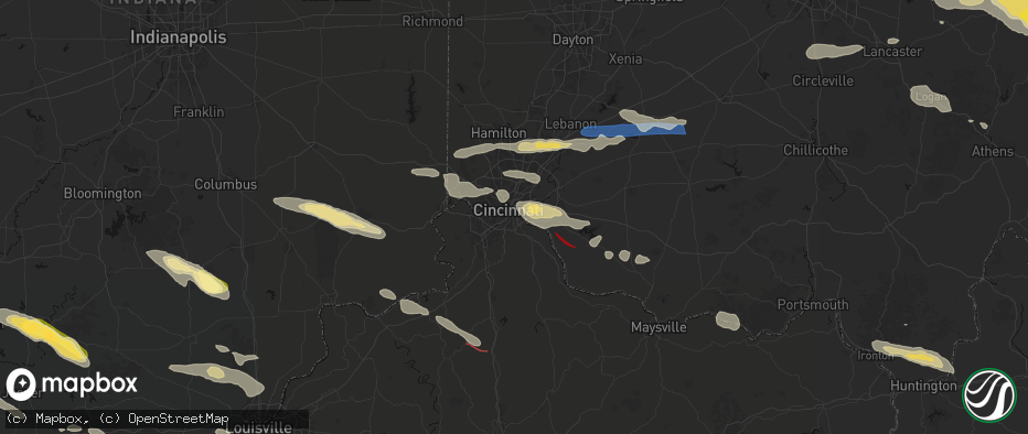Hail map in Newport, KY on July 21, 2026