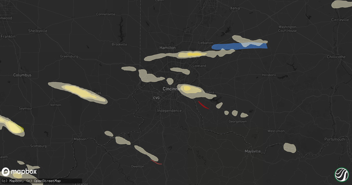 Hail map in Newport, KY on July 21, 2026