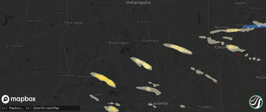 Hail map in Norman, IN on July 21, 2026