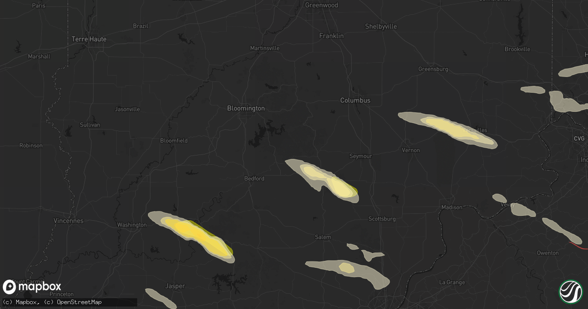 Hail map in Norman, IN on July 21, 2026