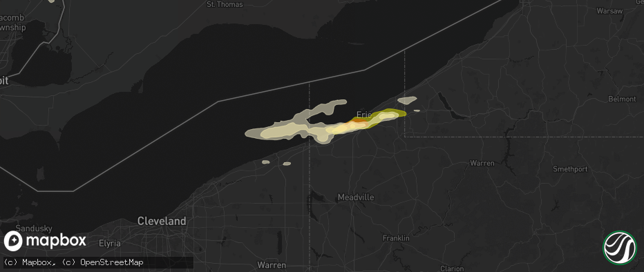 Hail map in North Springfield, PA on July 21, 2026