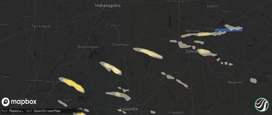 Hail map in North Vernon, IN on July 21, 2026