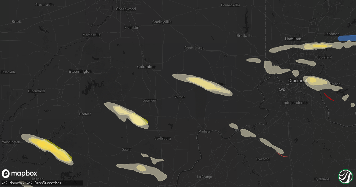 Hail map in North Vernon, IN on July 21, 2026