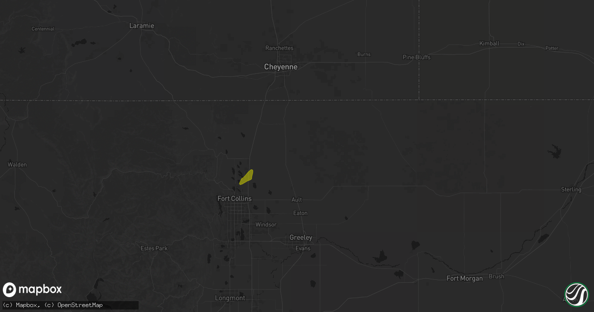 Hail map in Nunn, CO on July 21, 2026