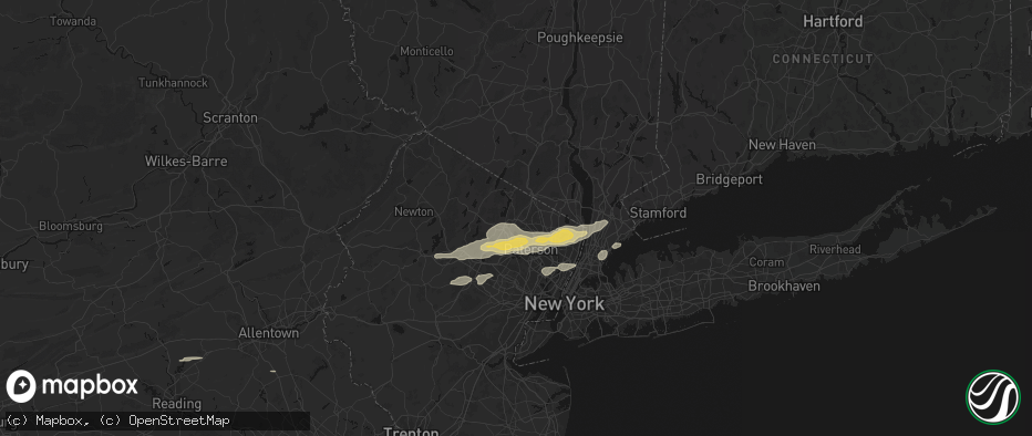 Hail map in Oakland, NJ on July 21, 2026