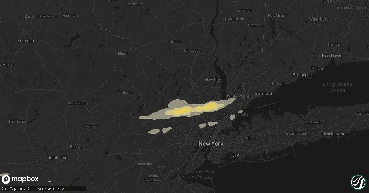 Hail map in Oakland, NJ on July 21, 2026