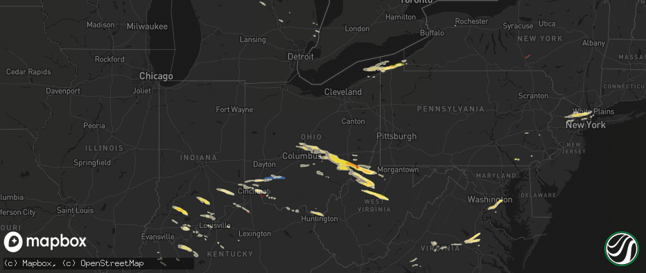 Hail map in Ohio on July 21, 2026