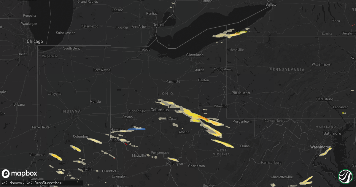 Hail map in Ohio on July 21, 2026