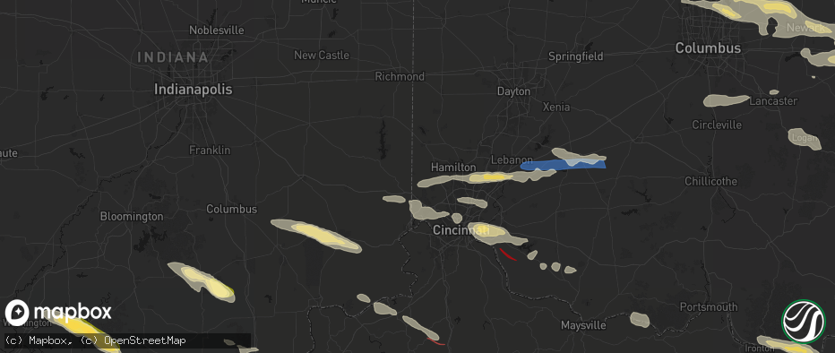 Hail map in Okeana, OH on July 21, 2026