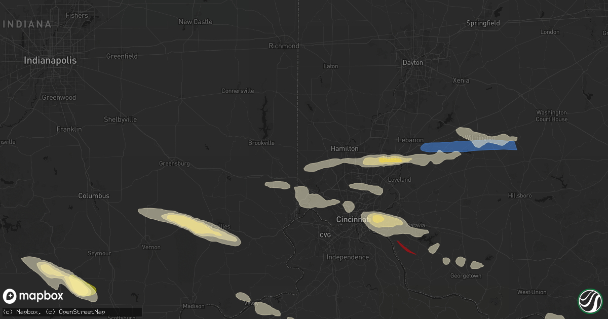 Hail map in Okeana, OH on July 21, 2026