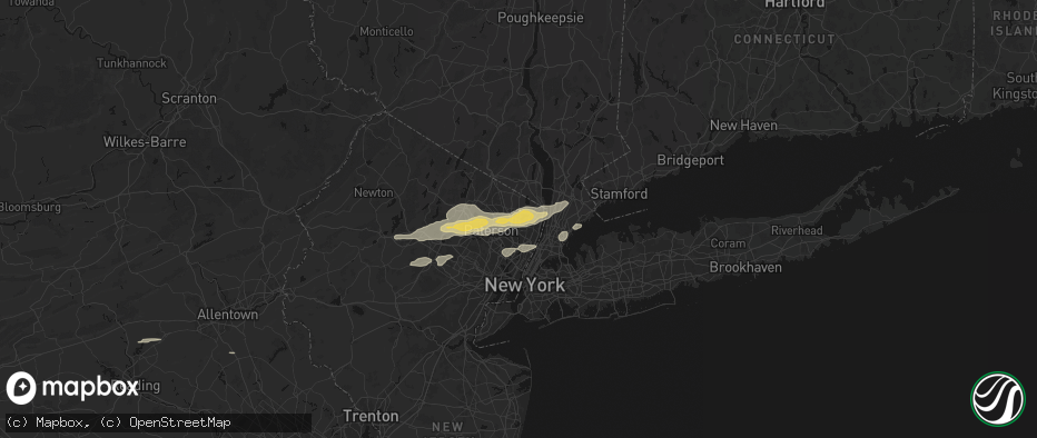 Hail map in Oradell, NJ on July 21, 2026