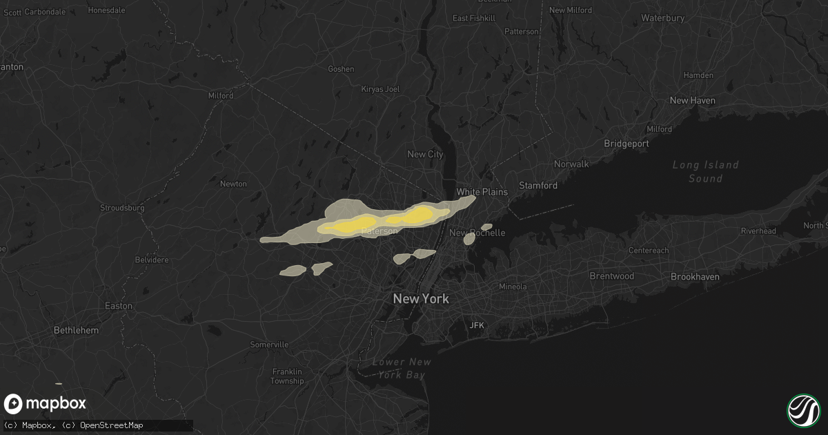 Hail map in Oradell, NJ on July 21, 2026