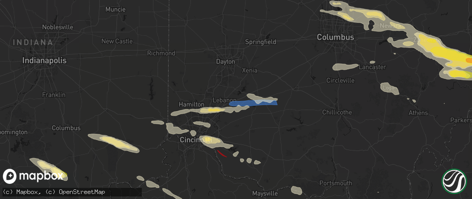 Hail map in Oregonia, OH on July 21, 2026