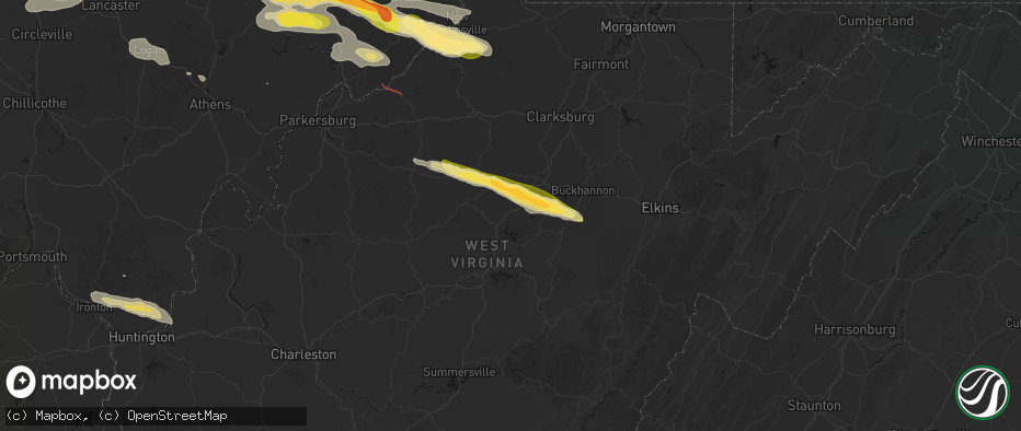 Hail map in Orlando, WV on July 21, 2026