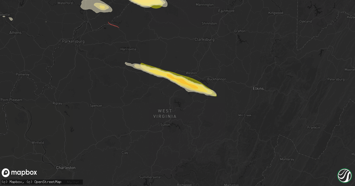 Hail map in Orlando, WV on July 21, 2026