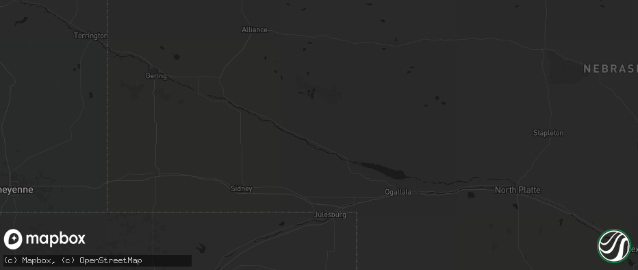 Hail map in Oshkosh, NE on July 21, 2026