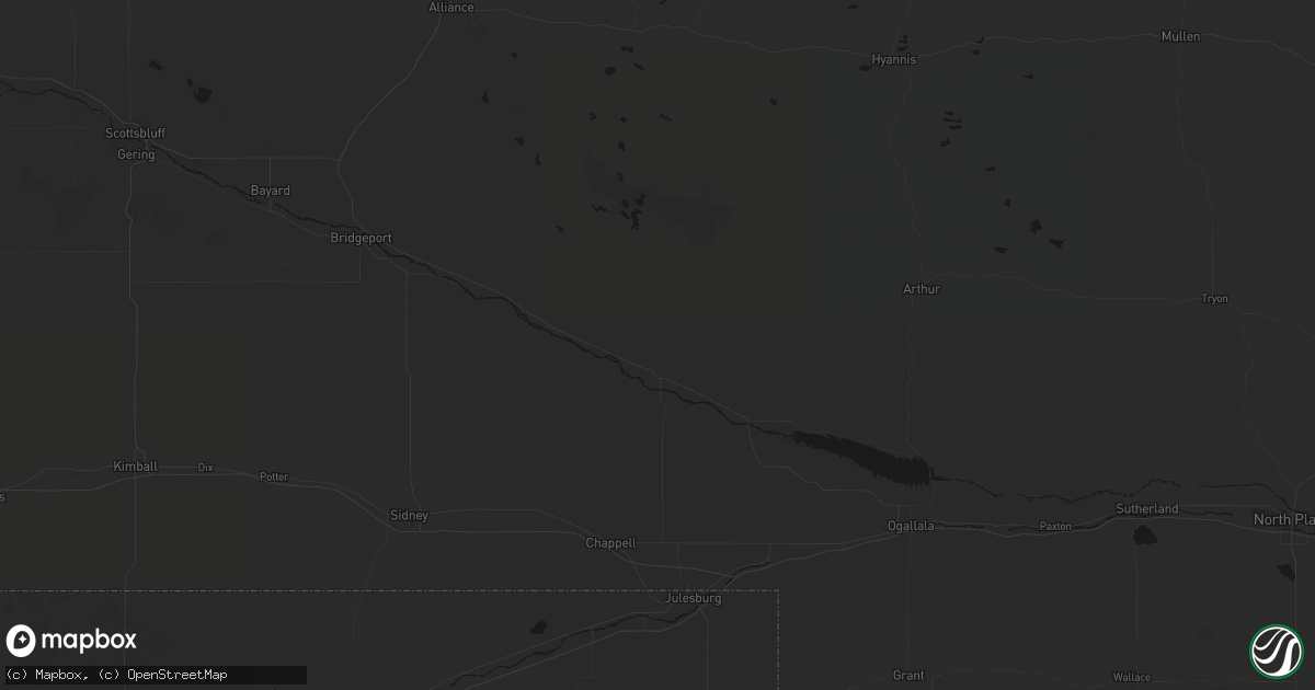 Hail map in Oshkosh, NE on July 21, 2026