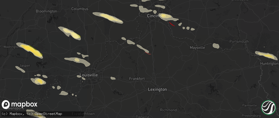 Hail map in Owenton, KY on July 21, 2026