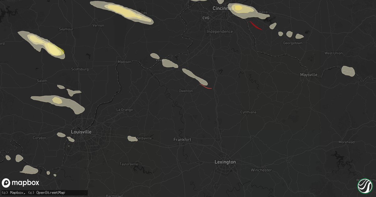 Hail map in Owenton, KY on July 21, 2026