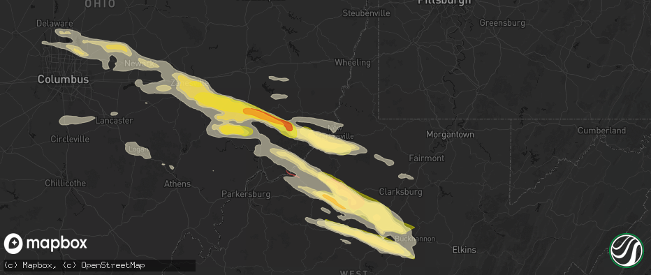 Hail map in Paden City, WV on July 21, 2026