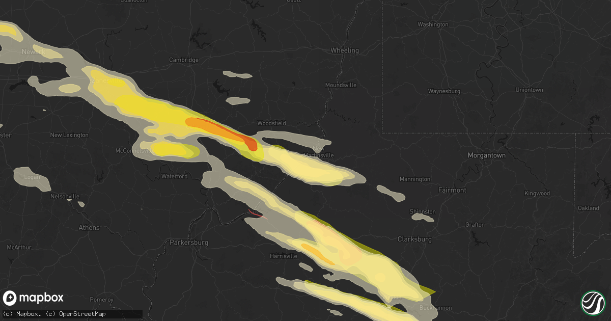 Hail map in Paden City, WV on July 21, 2026