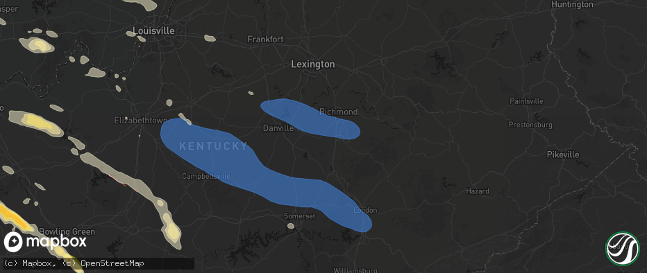 Hail map in Paint Lick, KY on July 21, 2026