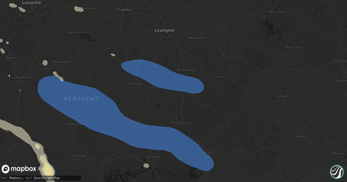 Hail map in Paint Lick, KY on July 21, 2026