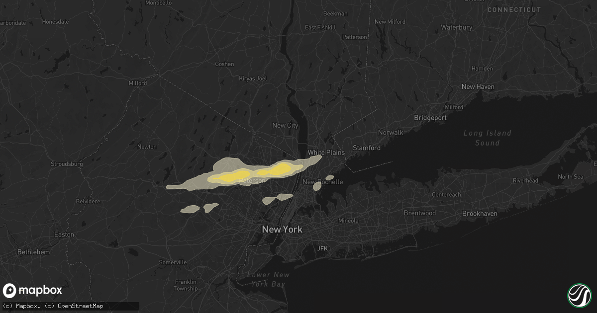 Hail map in Palisades, NY on July 21, 2026