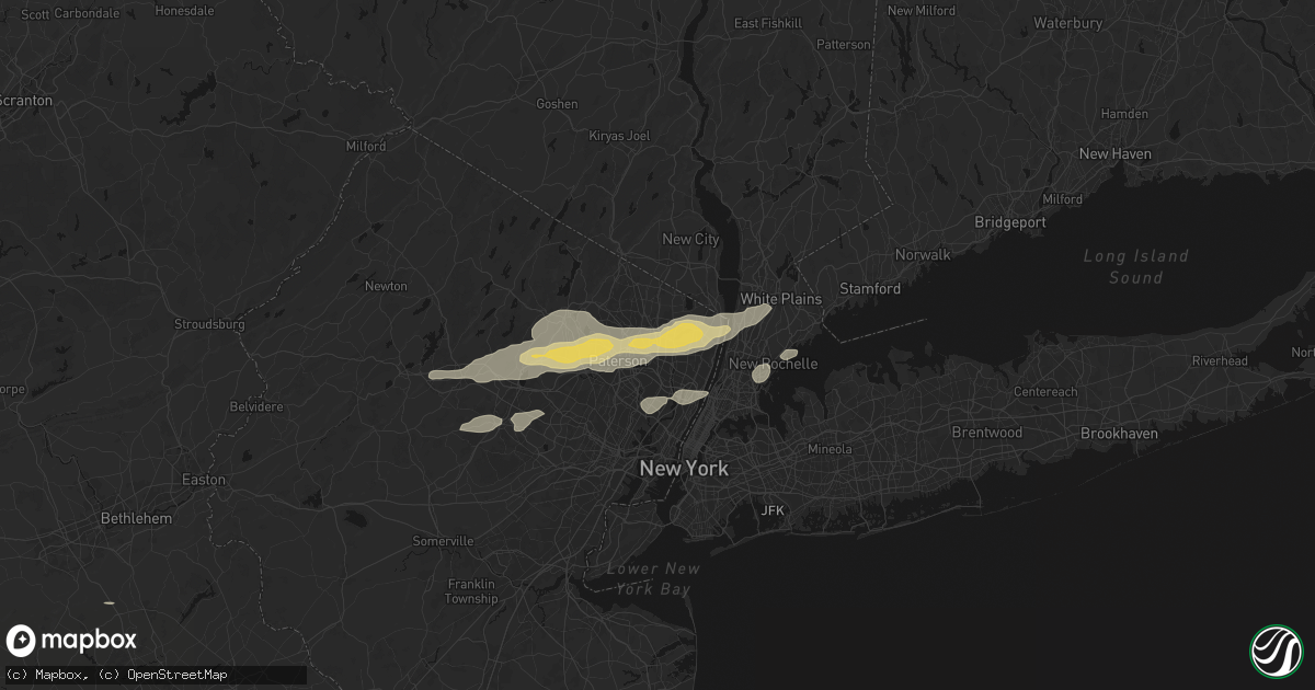 Hail map in Paramus, NJ on July 21, 2026