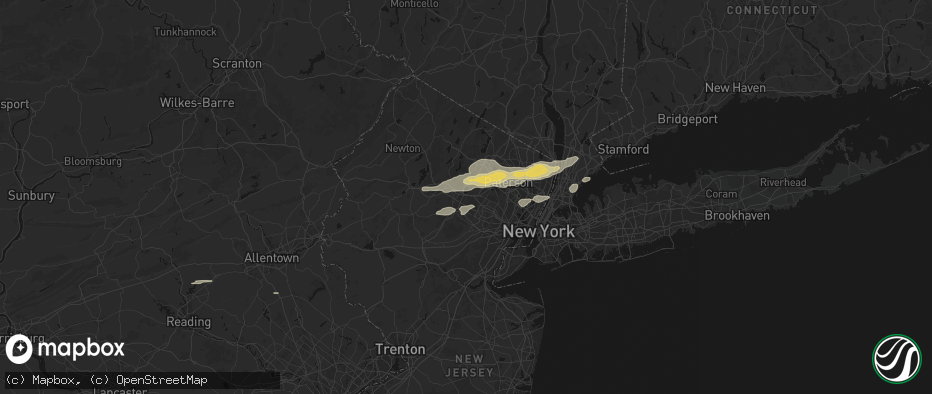 Hail map in Parsippany, NJ on July 21, 2026