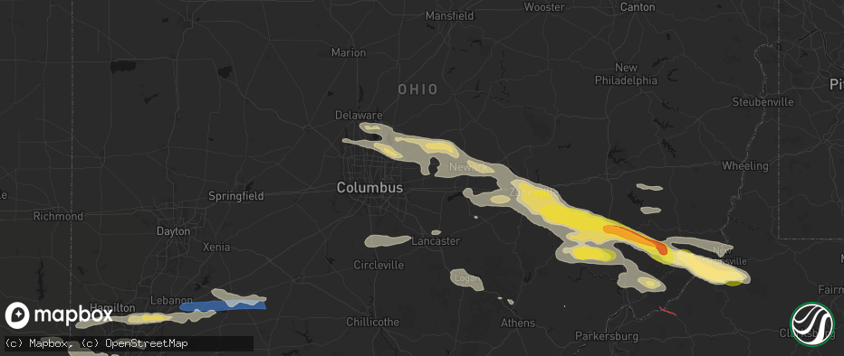 Hail map in Pataskala, OH on July 21, 2026