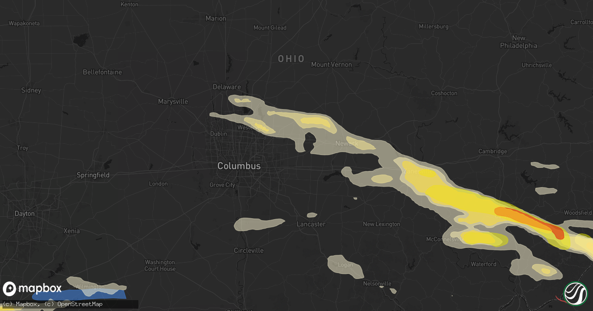 Hail map in Pataskala, OH on July 21, 2026