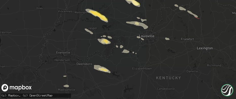 Hail map in Payneville, KY on July 21, 2026